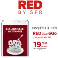 Journées Datavores RED By SFR prolongées, profitez d’un forfait 4G avec 6Go au lieu de 3Go pour le même prix 