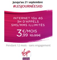 Les journées XD Virgin Mobile : Des remises supplémentaires, un forfait illimité ou 3H + 1Go à seulement 3.99€ par mois 