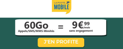 Forfait 60 Go à moins de 10 euros chez La Poste Mobile