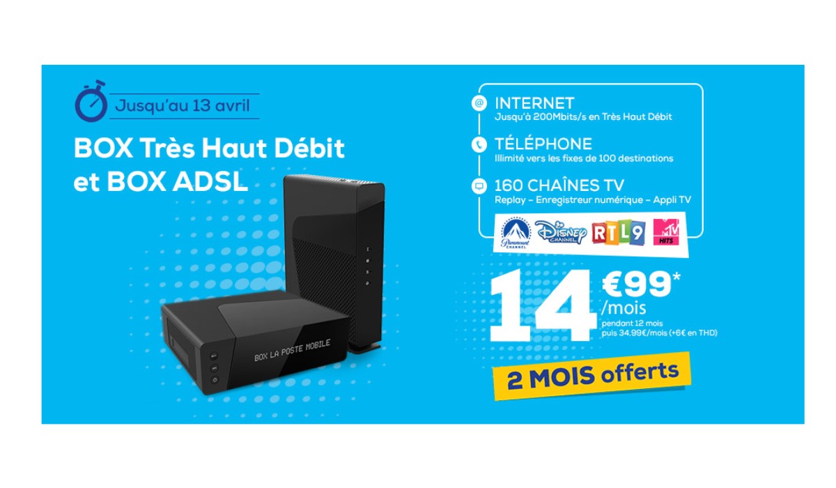 Nouvelle Série Limitée BOX Internet Fibre ou ADSL à prix canon chez le FAI La Poste