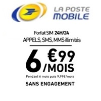 Promotions prolongées chez La Poste Mobile : Le forfait illimité sans engagement à 6.99€ pendant 6 mois !