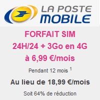 La Poste Mobile : Dernier jour pour profiter du forfait illimité + 3Go en 4G à 6.99€ par mois !