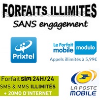 Forfait illimité sans engagement à moins de 6€ chez La Poste Mobile et Prixtel, lequel choisir ?