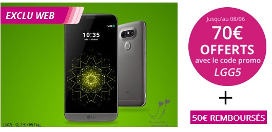 LG G5 : 120 euros de réduction avec un forfait B&You de Bouygues Telecom 