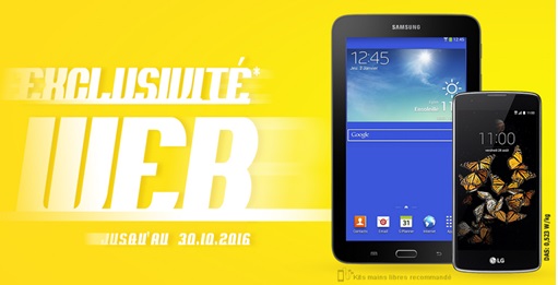 LG K8 + tablette Samsung Galaxy Tab3 Lite 7'' offerts chez La Poste Mobile 