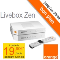 Bon plan Orange Internet : Livebox Zen à partir de 19.90€ pendant 12 mois