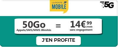 Forfait La Poste Mobile 50 Go de 5G