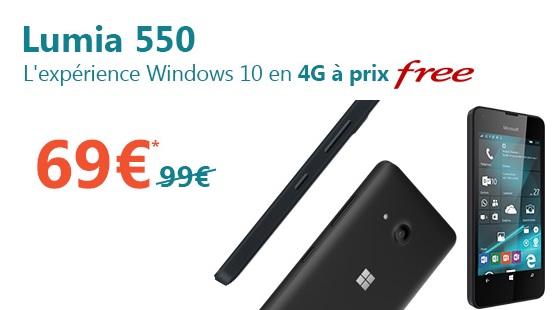 Bon plan Free Mobile : Le Lumia 550 en promo à 69 euros