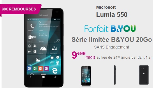 Bon plan : Le Lumia 550 en promo avec la série limitée 20Go à 9.99€ chez Bouygues Telecom !