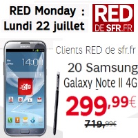 Clients Red : Le Galaxy Note II 4G à prix incroyable de 299.99€ sans engagement !