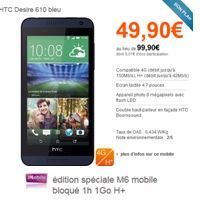 [HTC Desire 610] 49.90€ avec un forfait M6 Mobile en promo