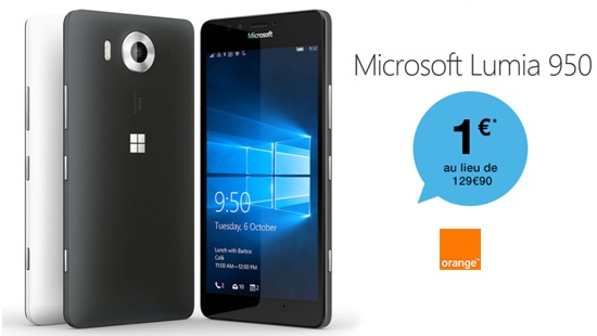 Le Microsoft Lumia 950 à prix canon avec un forfait Orange 