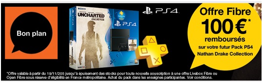Offre spéciale Noël : 100€ remboursés pour l’achat d’un pack PS4 Uncharted chez Orange ! 