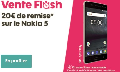 Bonne affaire : le Nokia 5 à 179.90 euros nu ou avec un forfait SOSH (vente flash)