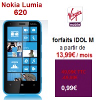 Virgin Mobile : Nokia Lumia 620 en promotion avec un forfait mobile iDOL M