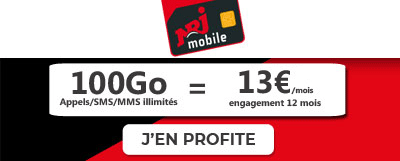 Forfait NRJ Mobile 100Go à 13 euros à vie