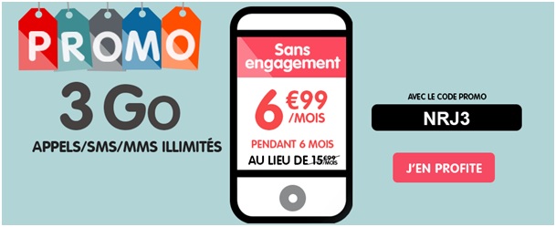 Le forfait Illimité 3Go à 6.99€ chez NRJ Mobile - PROMO sur 15 jours