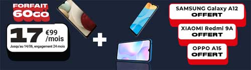 Smartphone offert avec le forfait 60Go NRJ Mobile