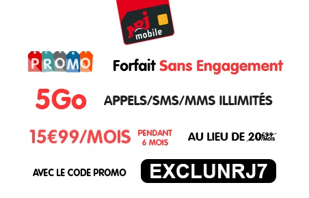 Nouvelle promo NRJ Mobile : le forfait illimité 5Go au prix du 3Go 