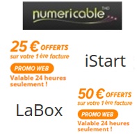 Promo Web valable 24h seulement : Jusqu’à 50€ offerts sur les offres Fibres chez Numericable ! 