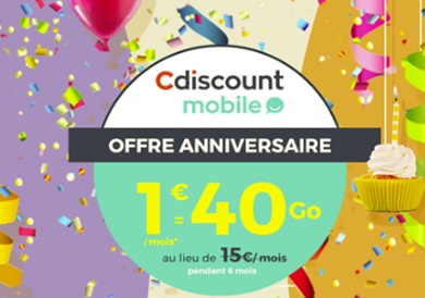 Cdiscount Mobile : le forfait 40Go à prix cadeau à l'occasion de son anniversaire (1 an déjà)