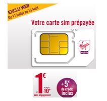 La carte prépayée Virgin Mobile à 1€ en exclusivité web cet été 