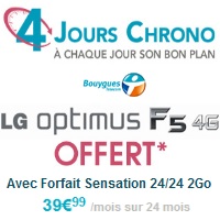 Bouygues Telecom 4 Jours chrono : Le LG Optimus F5 4G offert !