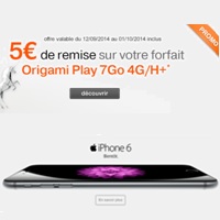 Orange vous propose l'iPhone 6 et 5€ de remise sur son forfait Origami Play 4G 7Go