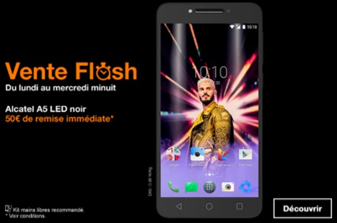 Bonne affaire : l'Alcatel A5 Led à 150 euros sans forfait chez Orange (durée limitée)