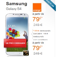 Commander le Galaxy S4 à partir de 79€ avec un forfait mobile Orange