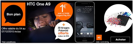 HTC One A9 en promo à 1€ chez Orange !