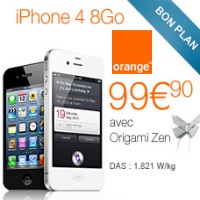 Bon plan Orange : l’iPhone 4 à 99.90€ avec un forfait Origami Zen 500Mo !