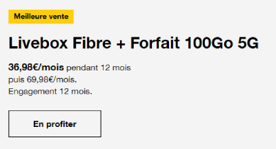 Pack Orange Livebox Fibre + forfait 5G 100 Go