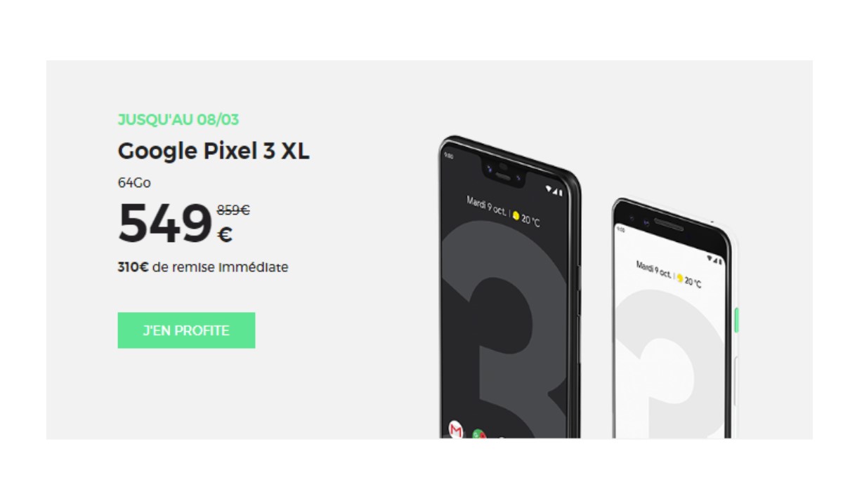 Promo RED by SFR : le Google Pixel 3 64Go remisé de 310 euros