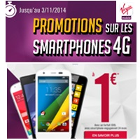 Smartphones 4G : Galaxy Ace 4, Xperia M2, Moto G, Lumia 635 en promotion avec un forfait Virgin Mobile
