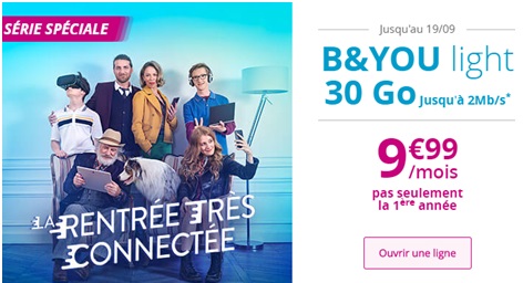 Prolongation ! La série spéciale B&You Light 30Go de Bouygues Telecom à 9.99 euros jusqu'au 19 septembre