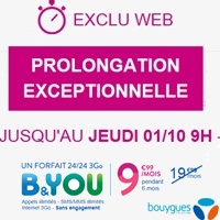 Bouygues Telecom prolonge les promos : -50% sur les forfaits B&You ou Sensation, 80€ remboursés, 2 mois de Bbox offerts !