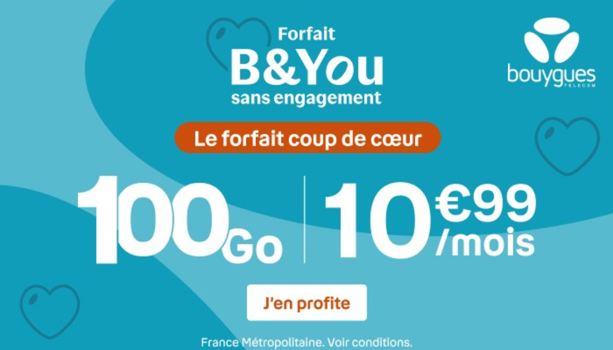 promo 100Go B&You de Bouygues Teleocm