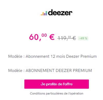 Deezer premium vente privee