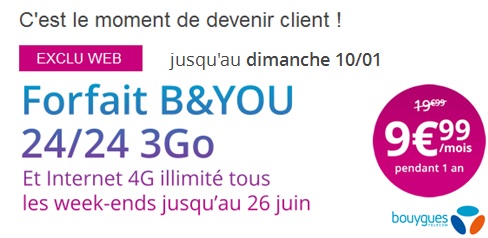 Dernier jour : 10€ de remise sur les forfaits B&You 3Go et plus !