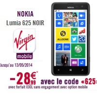 Bon plan Smartphone 4G : Le Nokia Lumia 625 en promo chez Virgin Mobile !