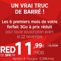  Bon plan : Forfait Red 3Go en promotion jusqu’au 22 Novembre !