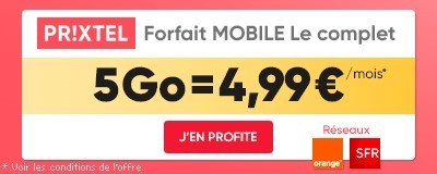 Forfait Prixtel sur le réseau Orange