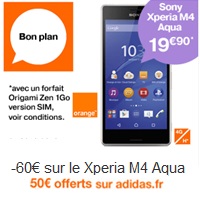 Exclu Web Orange : Le Sony Xperia M4 Aqua en promo à 19.90€ avec le forfait Origami Zen 1Go !