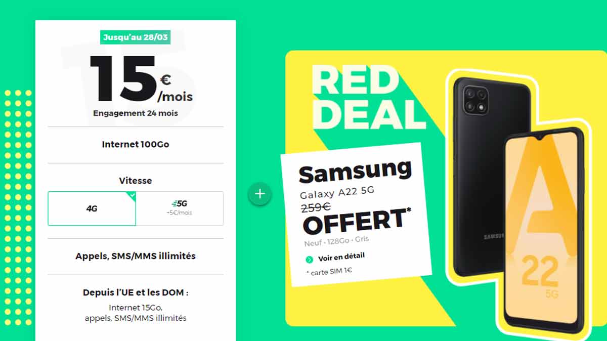 Nouveau DEAL smartphone avec forfait chez RED : Un SAMSUNG 5G offert !