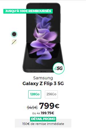 Samsung Z Flip 3 5G en promo chez RED