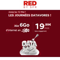 Journées DATAVORES RED By SFR : 6Go au lieu de 3Go avec le forfait 4G sans engagement à 19.99€ !