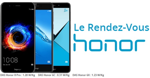 Le Rendez-Vous Honor  :  jusqu'à -70 euros sur le Honor 8 Pro, Honor 6C et Honor 6X chez Bouygues Telecom