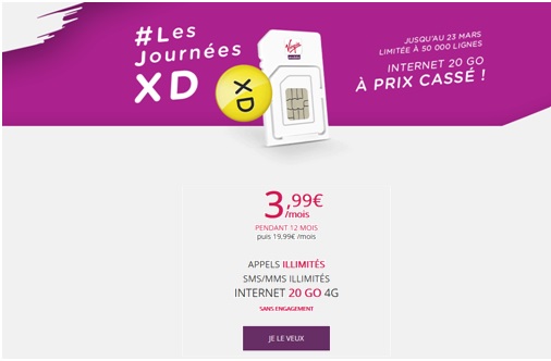 Virgin Mobile : Forfait illimité 20 Go à 3.99€, qui dit mieux ? 
