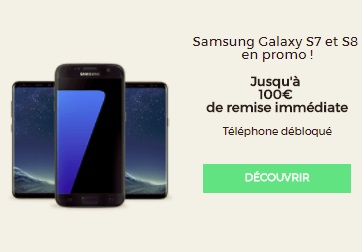 Samsung Galaxy S7 et S8 en promo  : Jusqu'à 100 euros de remise immédiate